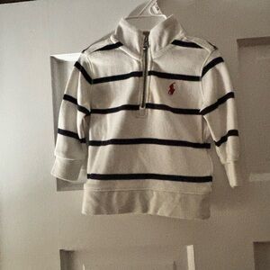 Ralph Lauren Cream and Navy Striped Half-Zip Pullover